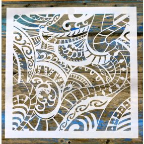  Azték  mintás 45x45 cm-es óriás műanyag stencil rétegző  festő XXL sablon falra 