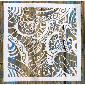   Azték  mintás 45x45 cm-es óriás műanyag stencil rétegző  festő XXL sablon falra 