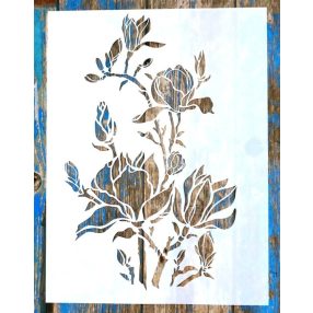   Virág (rózsa) mintás 30x40 cm-es festő stencil, műanyag  XXL műanyag dekor glett stencil 