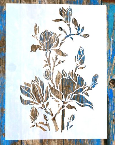 Virág (rózsa) mintás 30x40 cm-es festő stencil, műanyag DIY  falsablon