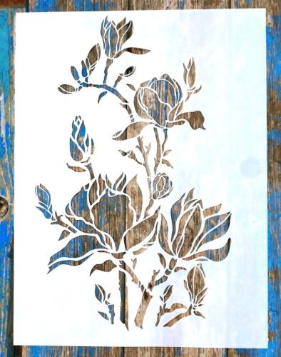 Virág (rózsa) mintás 30x40 cm-es festő stencil, műanyag  XXL műanyag dekor glett stencil 