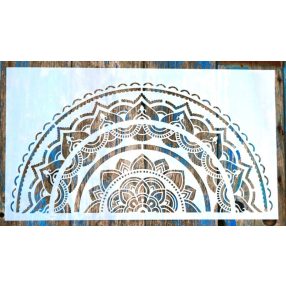    Fél Mandala mintás 25x45 cm-es DIY falfestés sablon műanyag festő  stencil 