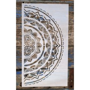    Fél Mandala mintás 25x45 cm-es DIY falfestés sablon műanyag festő  stencil 