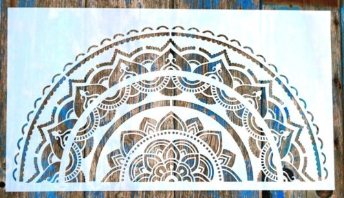  Fél Mandala mintás 25x45 cm-es DIY falfestés sablon műanyag festő  stencil 