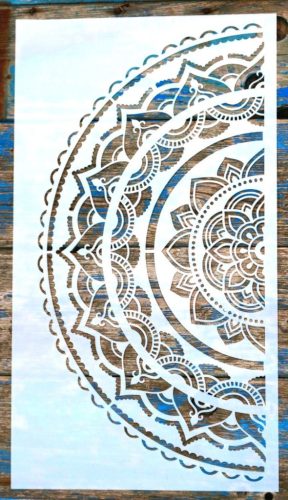  Fél Mandala mintás 25x45 cm-es DIY falfestés sablon műanyag festő  stencil 