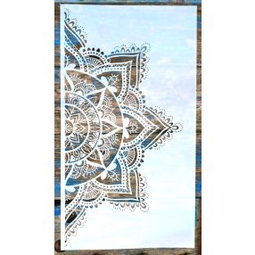    Fél Mandala   mintás 25x45 cm-es műanyag stencil festő DIY falfestés sablon   