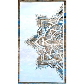    Fél Mandala   mintás 25x45 cm-es műanyag stencil festő DIY falfestés sablon   