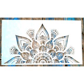    Fél Mandala mintás  25x45 cm-es DIY festő sablon, műanyag óriás stencil falra, bútorra