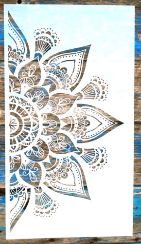  Fél Mandala mintás  25x45 cm-es DIY festő sablon, műanyag óriás stencil falra, bútorra