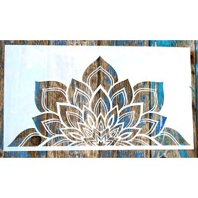    Fél Mandala mintás 25x45 cm-es festő sablon DIY műanyag stencil