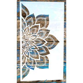   Fél Mandala mintás 25x45 cm-es festő sablon DIY műanyag stencil