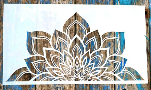  Fél Mandala mintás 25x45 cm-es festő sablon DIY műanyag stencil