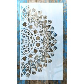    Fél Mandala  mintás 25x45 cm-es rétegző falfestés sablon DIY műanyag stencil