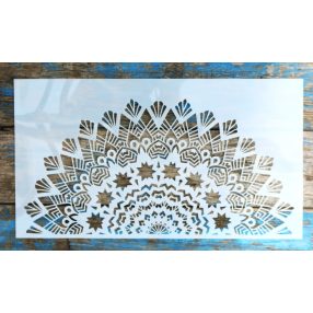    Fél Mandala  mintás 25x45 cm-es rétegző falfestés sablon DIY műanyag stencil