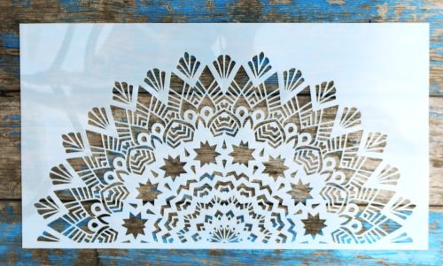  Fél Mandala  mintás 25x45 cm-es rétegző falfestés sablon DIY műanyag stencil