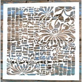 tégla virág betű  mintás 45x45 cm-es rétegző festő sablon