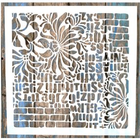 tégla virág betű  mintás 45x45 cm-es rétegző festő sablon