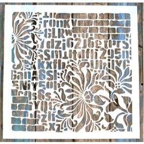 tégla virág betű  mintás 45x45 cm-es rétegző festő sablon