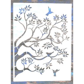   faág és madár  mintás falfestés sablon 30x41 cm-es DIY  műanyag óriás stencil falra  bútorra