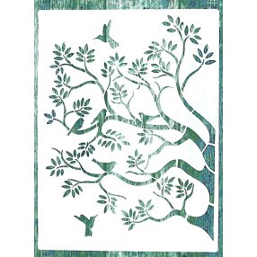   faág és madár  mintás falfestés sablon 30x41 cm-es DIY  műanyag óriás stencil falra  bútorra