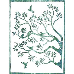   faág és madár  mintás falfestés sablon 30x41 cm-es DIY  műanyag óriás stencil falra  bútorra