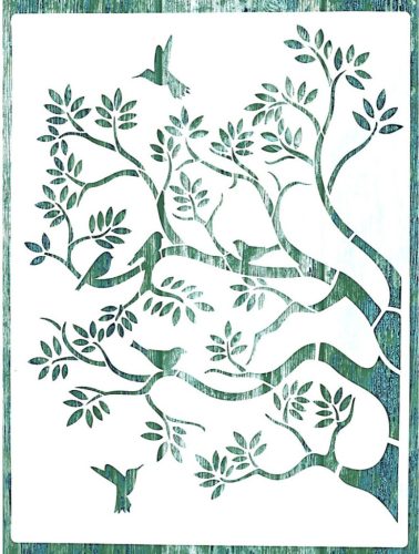 faág és madár  mintás falfestés sablon 30x41 cm-es DIY  műanyag óriás stencil falra  bútorra