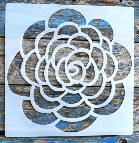 1 db nagyméretű virág minta,  35x35 cm-es festő sablon DIY stencil, műanyag dekorglett stencil 