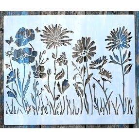   1 db nagyméretű kerti virág minta  30x40 cm-es festő sablon DIY stencil, műanyag dekorglett stencil 