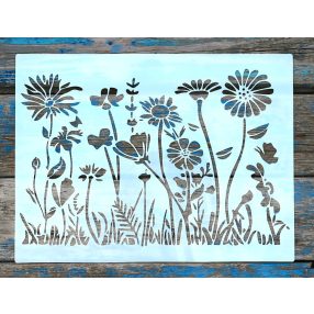   1 db nagyméretű kerti virág minta  30x40 cm-es festő sablon DIY stencil, műanyag dekorglett stencil 