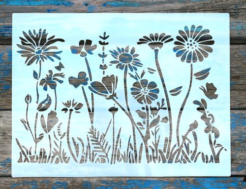 1 db nagyméretű kerti virág minta  30x40 cm-es festő sablon DIY stencil, műanyag dekorglett stencil 