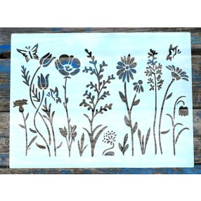   1 db nagyméretű kerti virág minta  30x40cm-es festő sablon DIY stencil, műanyag dekorglett stencil 