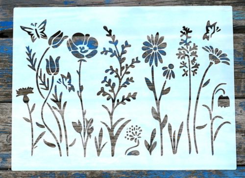 1 db nagyméretű kerti virág minta  30x40cm-es festő sablon DIY stencil, műanyag dekorglett stencil 